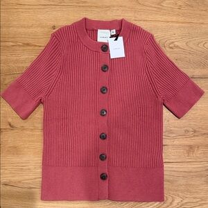 Varley Pink Short Sleeve Cardigan